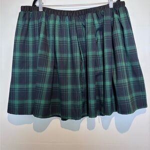 HDE Green & Black Plaid Skater Skirt Women’s Plus 4X